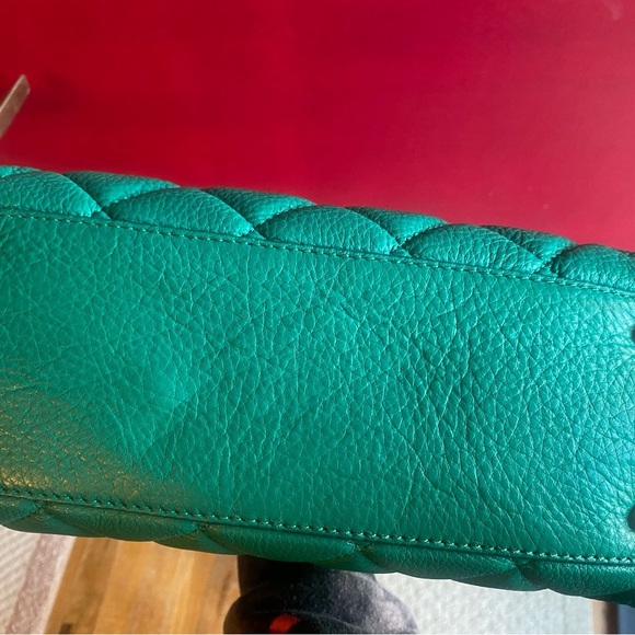 Kate Spade Fun Green Small Georgina Gold Coast satchel crossbody leather quilted - Picture 7 of 16